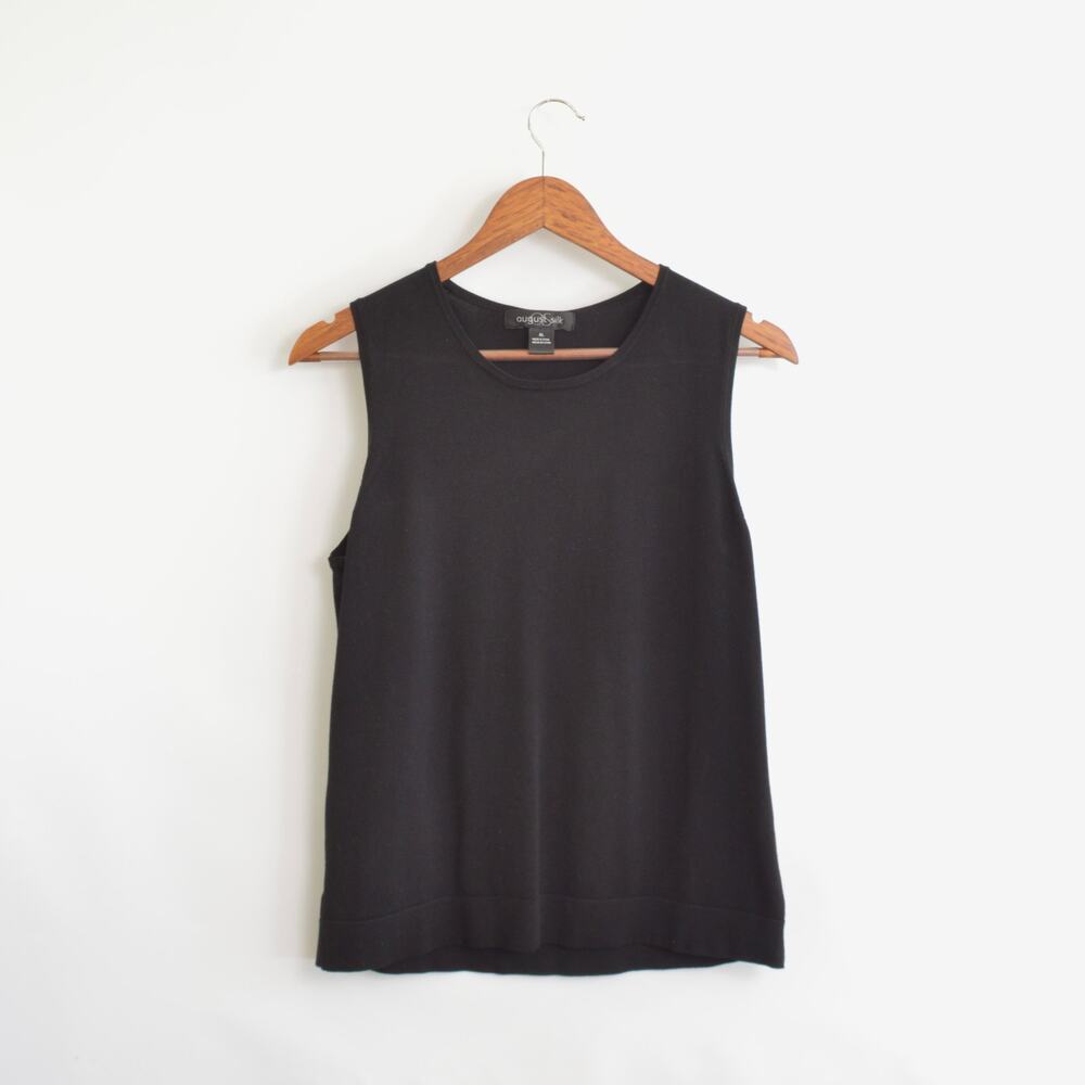 lightweight silk blend slinky black sweater tank
